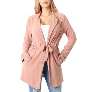 BOSS LADY BLAZER- TIE WAIST COLOR: Blush pink